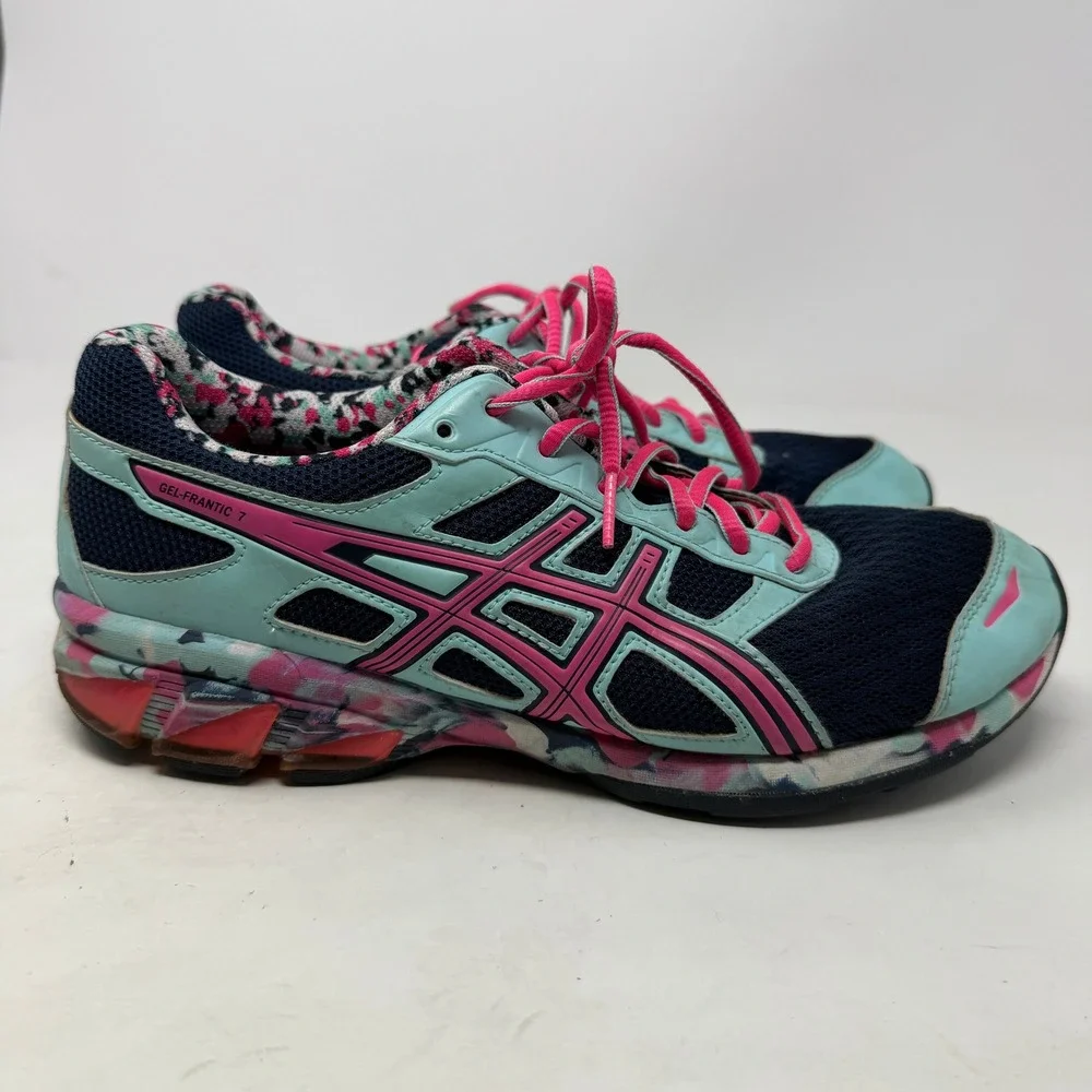 ASICS Gel-Frantic 7 Womens Running Shoes Navy Blue Pink T3A6Q Size 8.5